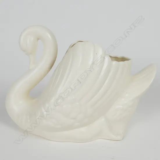 Crown Lynn large size white glaze swan vase