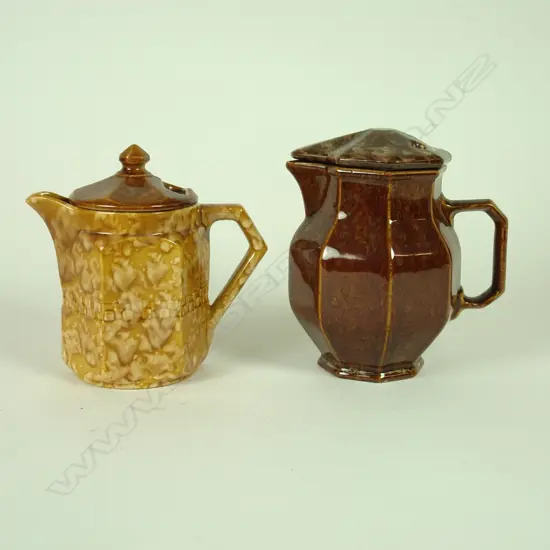 Two Temuka Ware lidded pottery electric jugs