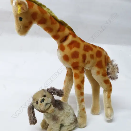 Two vintage miniature plush Steiff toys