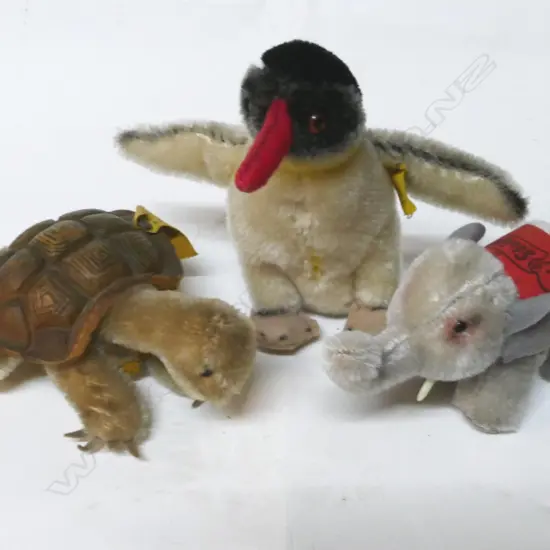 Three vintage miniature plush Steiff toys