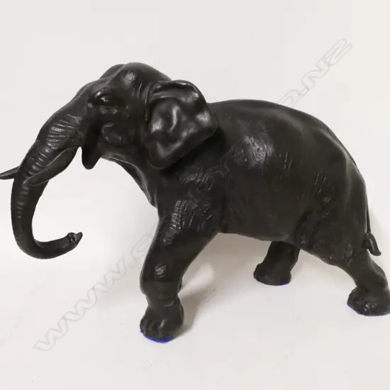 A spelter statuette of an elephant