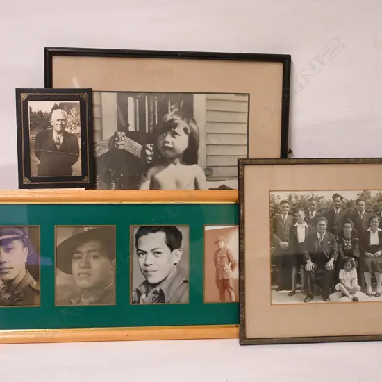 Four framed Maori portrait and figure study photographs