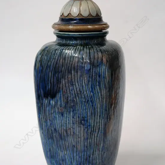 A rare Martin Bros. pottery lidded jar