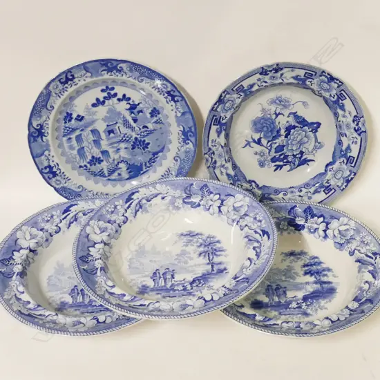 Three Turner's blue and white dishes