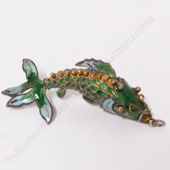 A Chinese gilt metal and enamel fish
