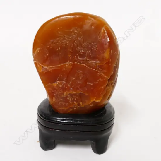 A Chinese carved yellow stone 'mountain'