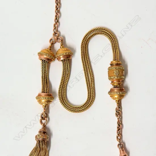 A 19thC 15ct. yellow gold Albertina chain