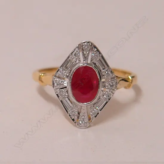 An 18ct. Art Deco style lady's ruby and diamond cluster ring