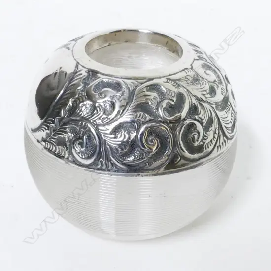 An Edwardian silver and glass match striker