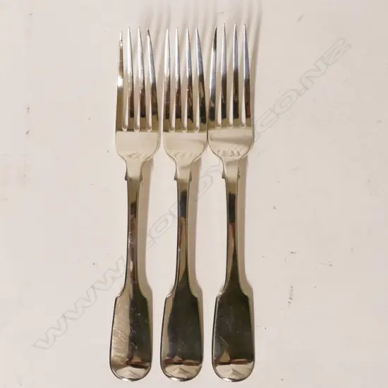 Three William IV silver table forks