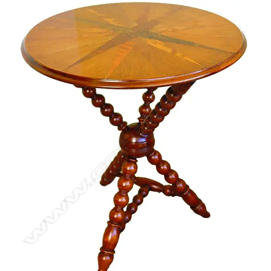 A good N.Z. colonial starburst inlaid pedestal table