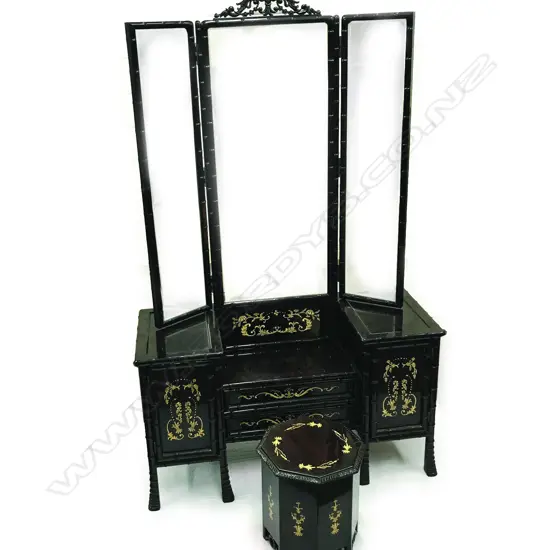 An unusual Chinese rosewood dressing table