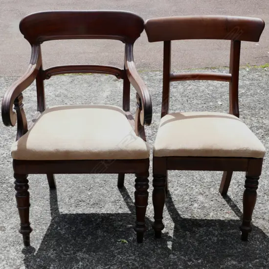 A set of eight William IV mahogany bar-back dining chairs