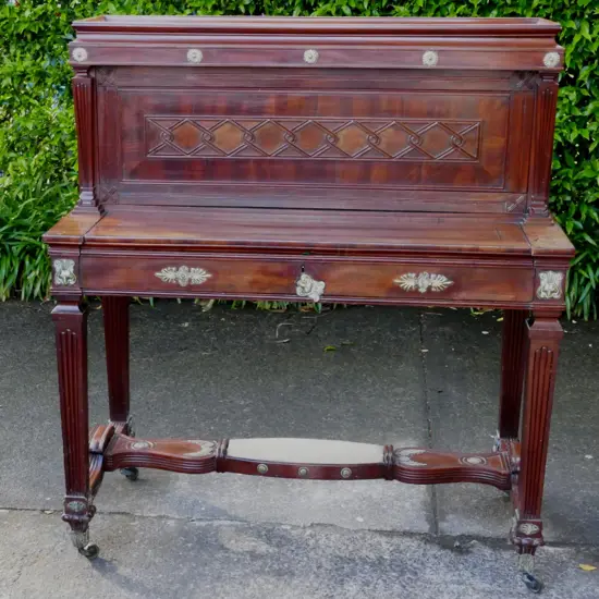 A rare fine quality Regency piano top secretaire