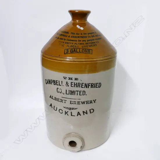 A three-gallon stoneware keg