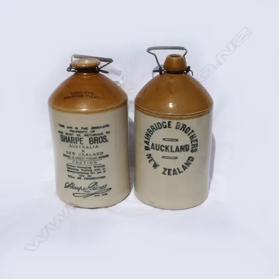 Two early ginger beer crocks