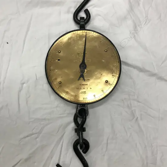 A set of brass Salter's scale weighing up to 200lbs