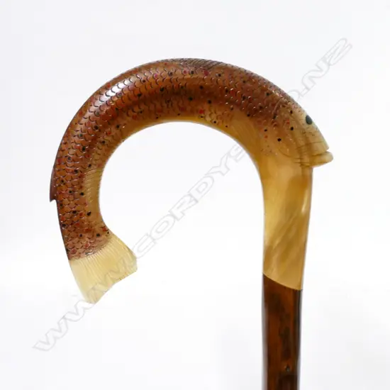 An unusual horn handle walking stick