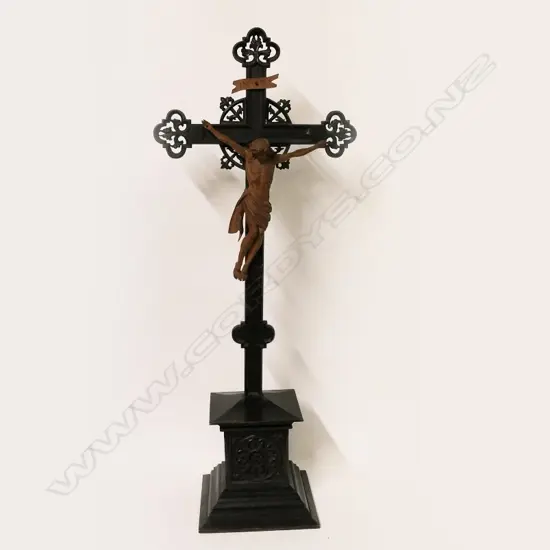 A 19thC wooden crucifix