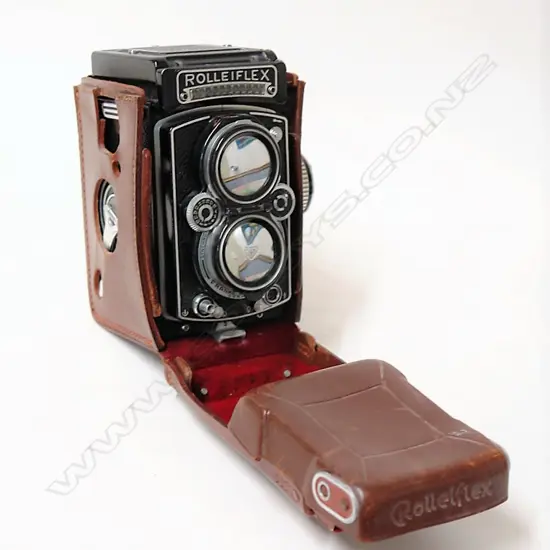 A vintage Rolleiflex camera