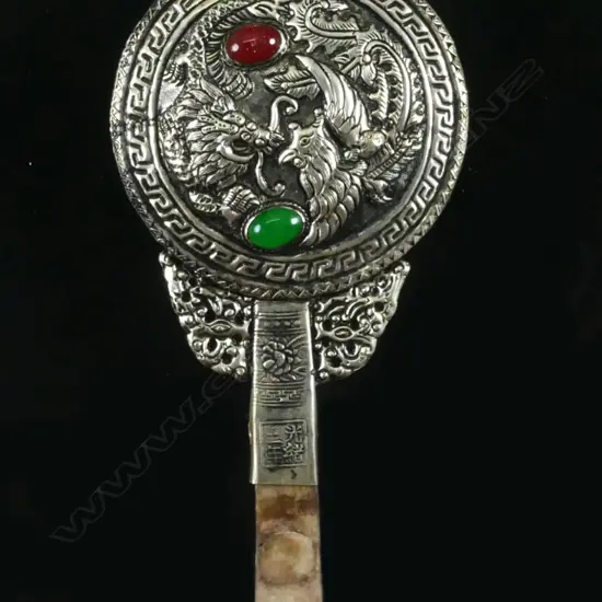 A Chinese silver hand mirror