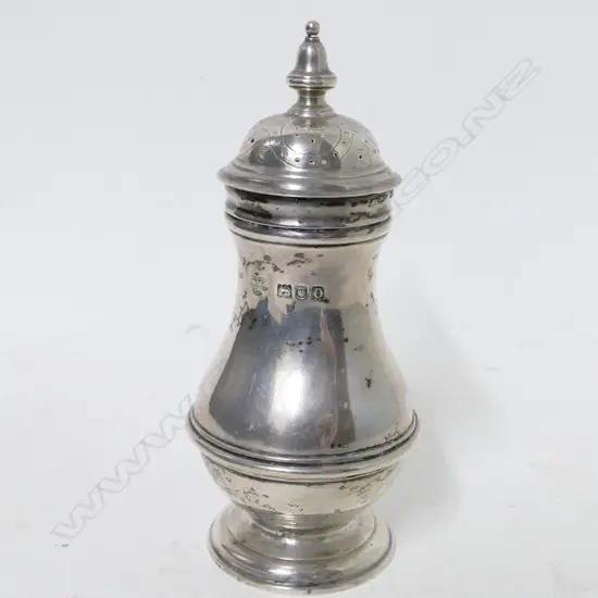 A good silver bun top baluster caster shaker