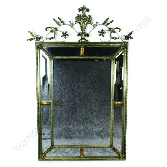 An antique French style overmantel mirror